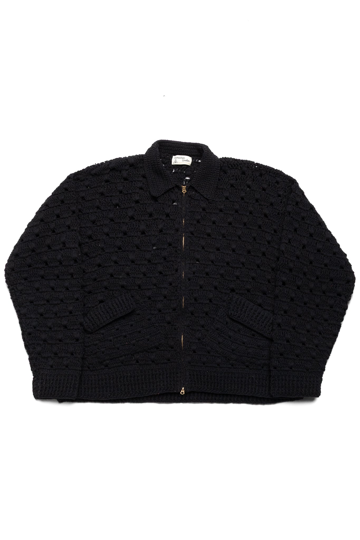 MacMahon Knitting Mills Crochet Zip Cardigan - Black – BLUE IN