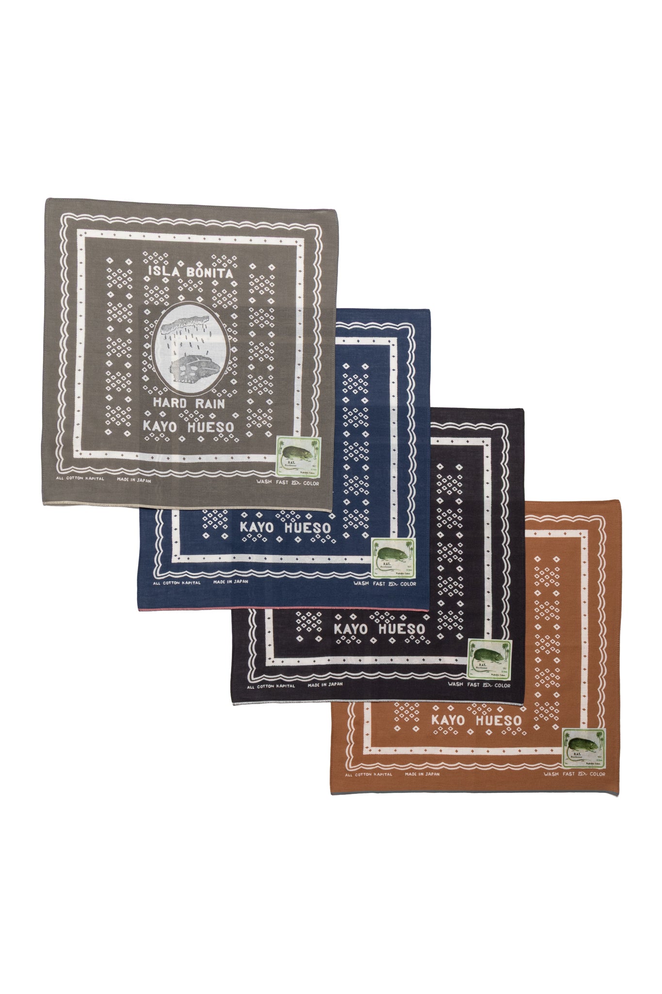 Kapital Fastcolor Selvedge Bandana (POLKA DOTS HARD RAIN) 15x15