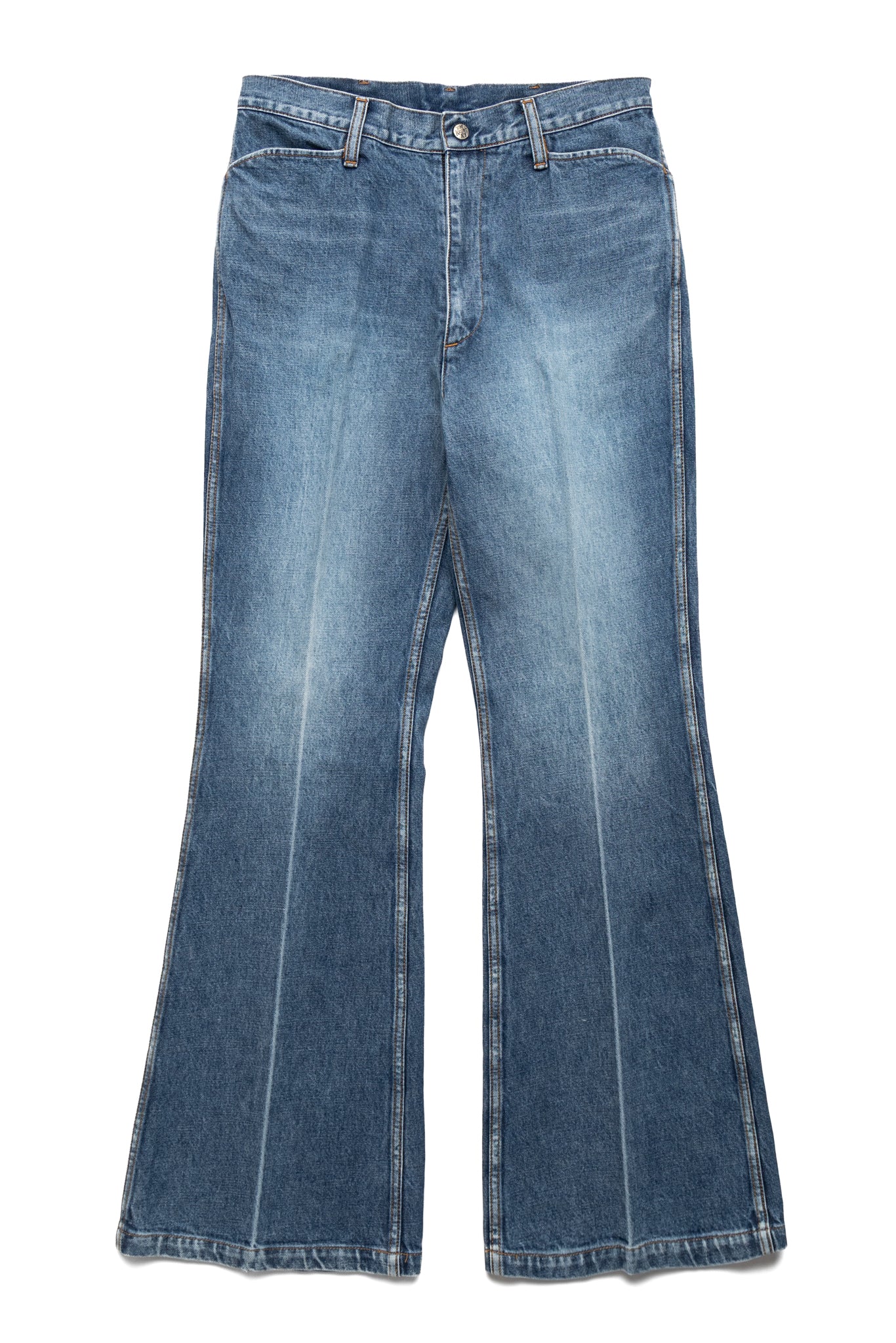 Kapital 14oz Denim 5P FRISKO Flare (Center Pleat) - Faded Indigo