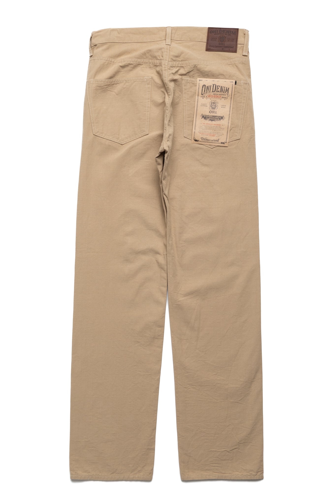 Stone  Denims チノパン ベージュ Oni Denim 266-8SVCBE Relax Straight 8oz Selvedge Chambray - Beige