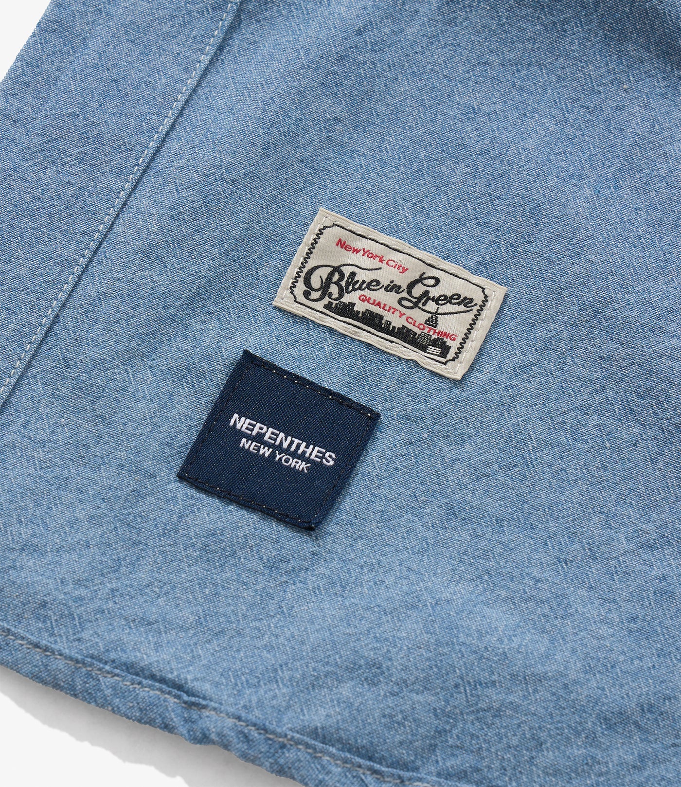 S/S Cargo Shirt for Nepenthes NY and Blue in Green - Light Blue
