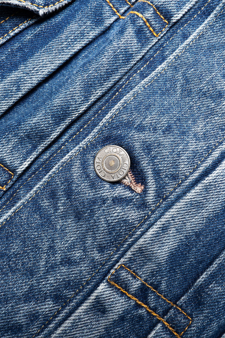 New Double Pocket Denim Jacket - Medium Dark Blue (Damaged) – BLUE