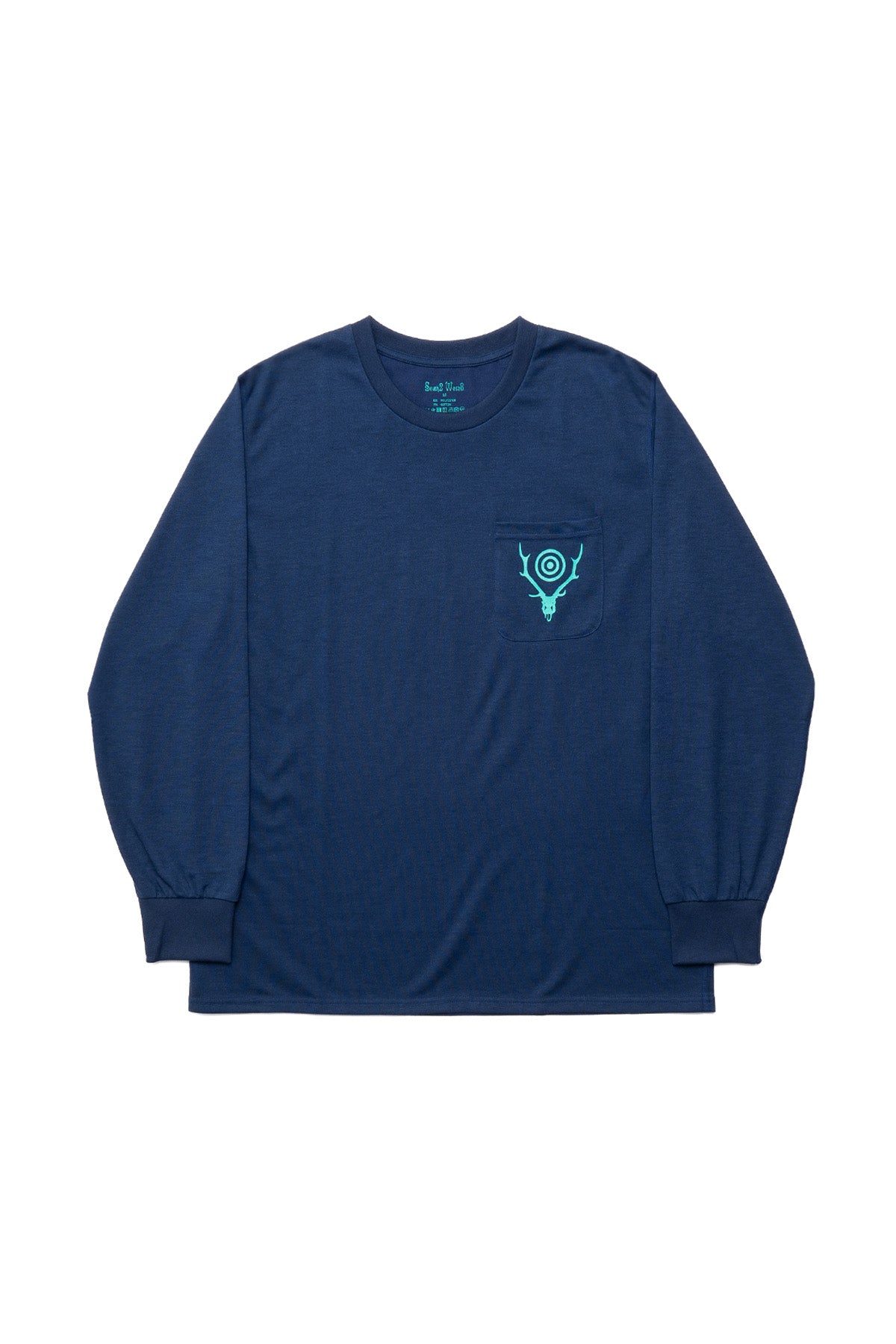 L/S Round Pocket Tee - Circle Horn - Navy