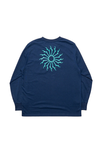 L/S Round Pocket Tee - Circle Horn - Navy