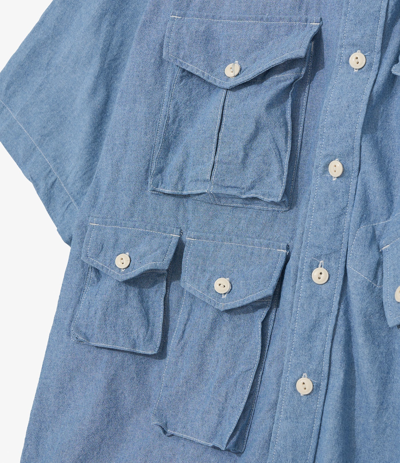 S/S Cargo Shirt for Nepenthes NY and Blue in Green - Light Blue