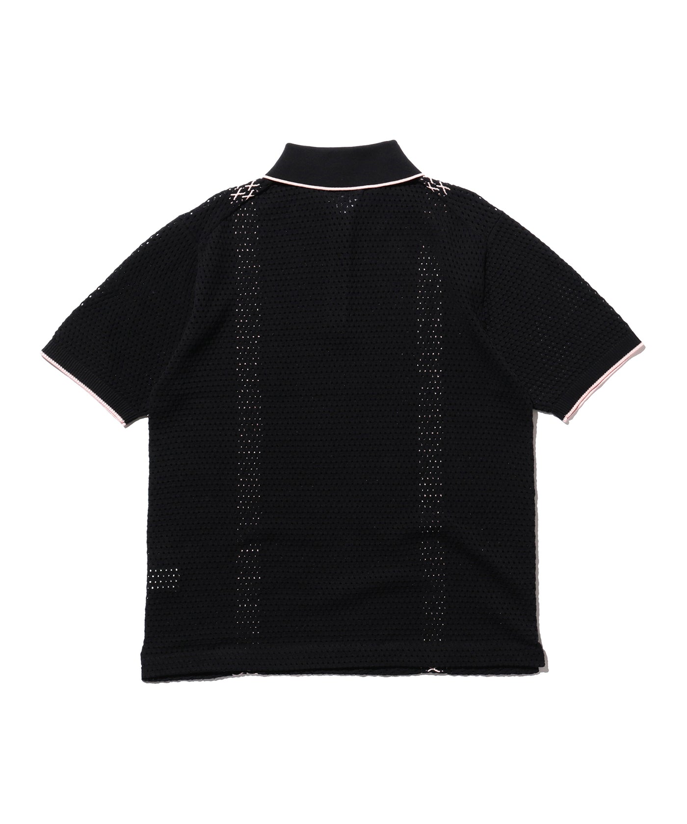 Knit Polo Mesh Stripe - Black