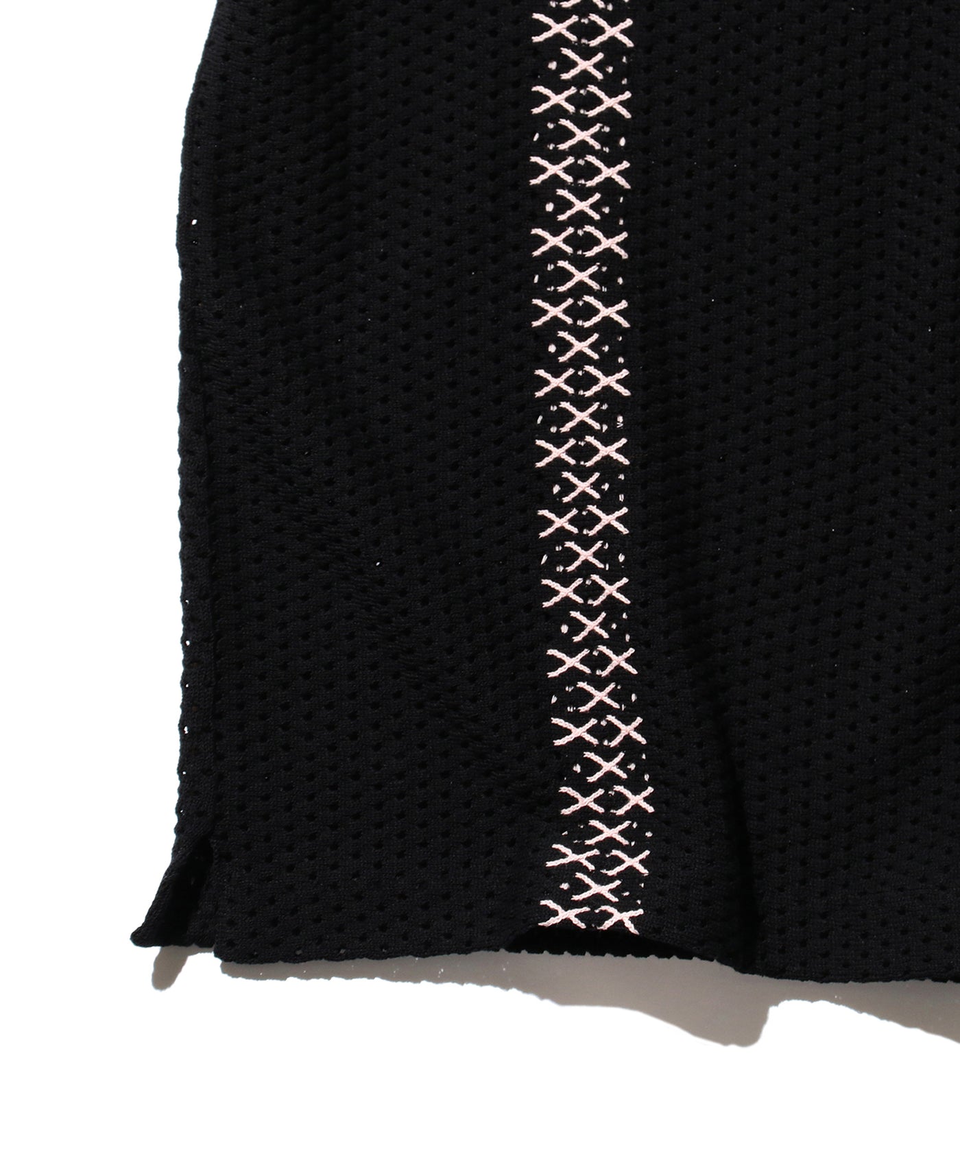 Knit Polo Mesh Stripe - Black