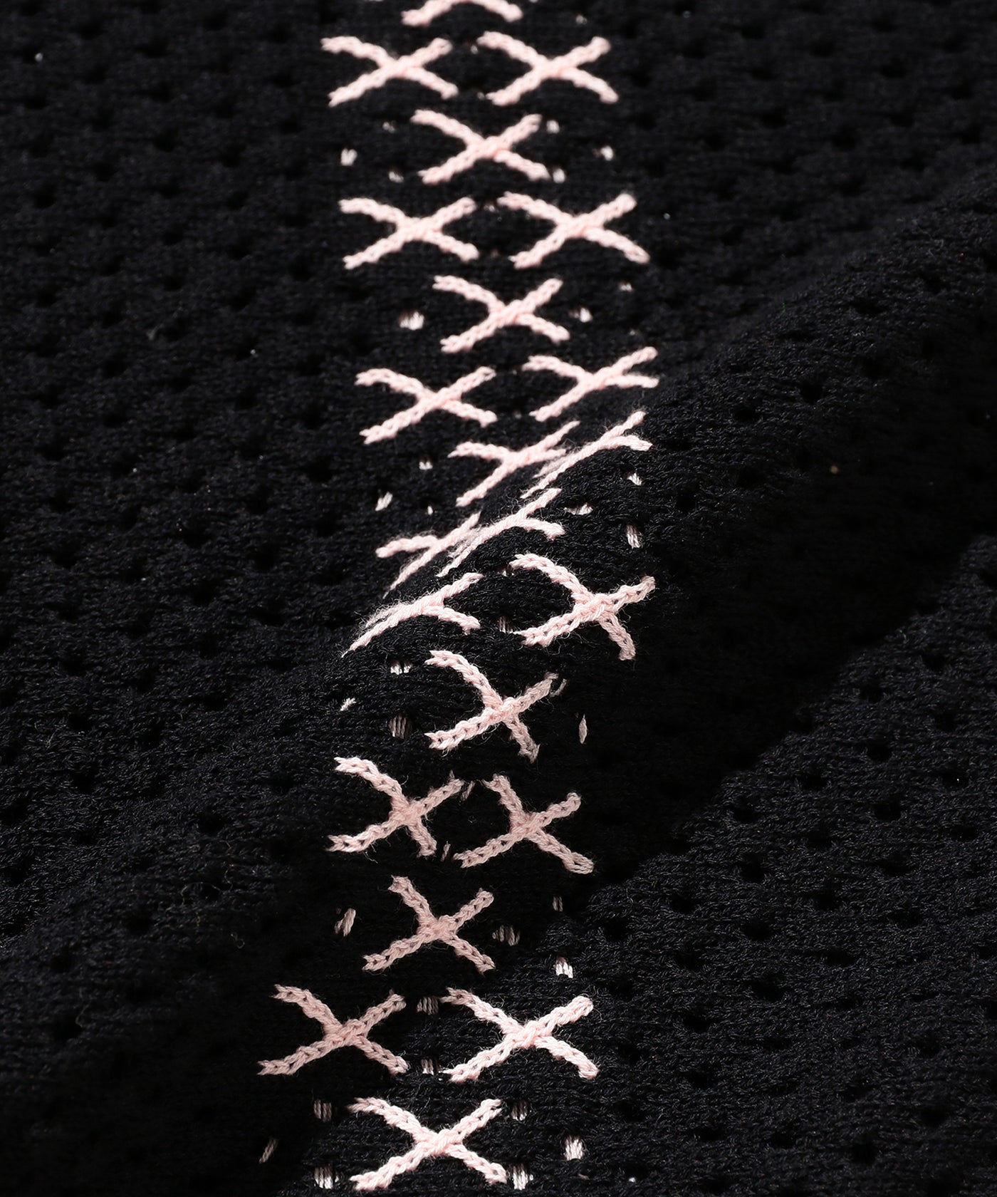Knit Polo Mesh Stripe - Black