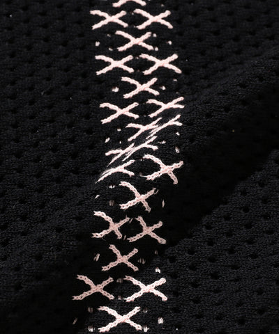 Knit Polo Mesh Stripe - Black