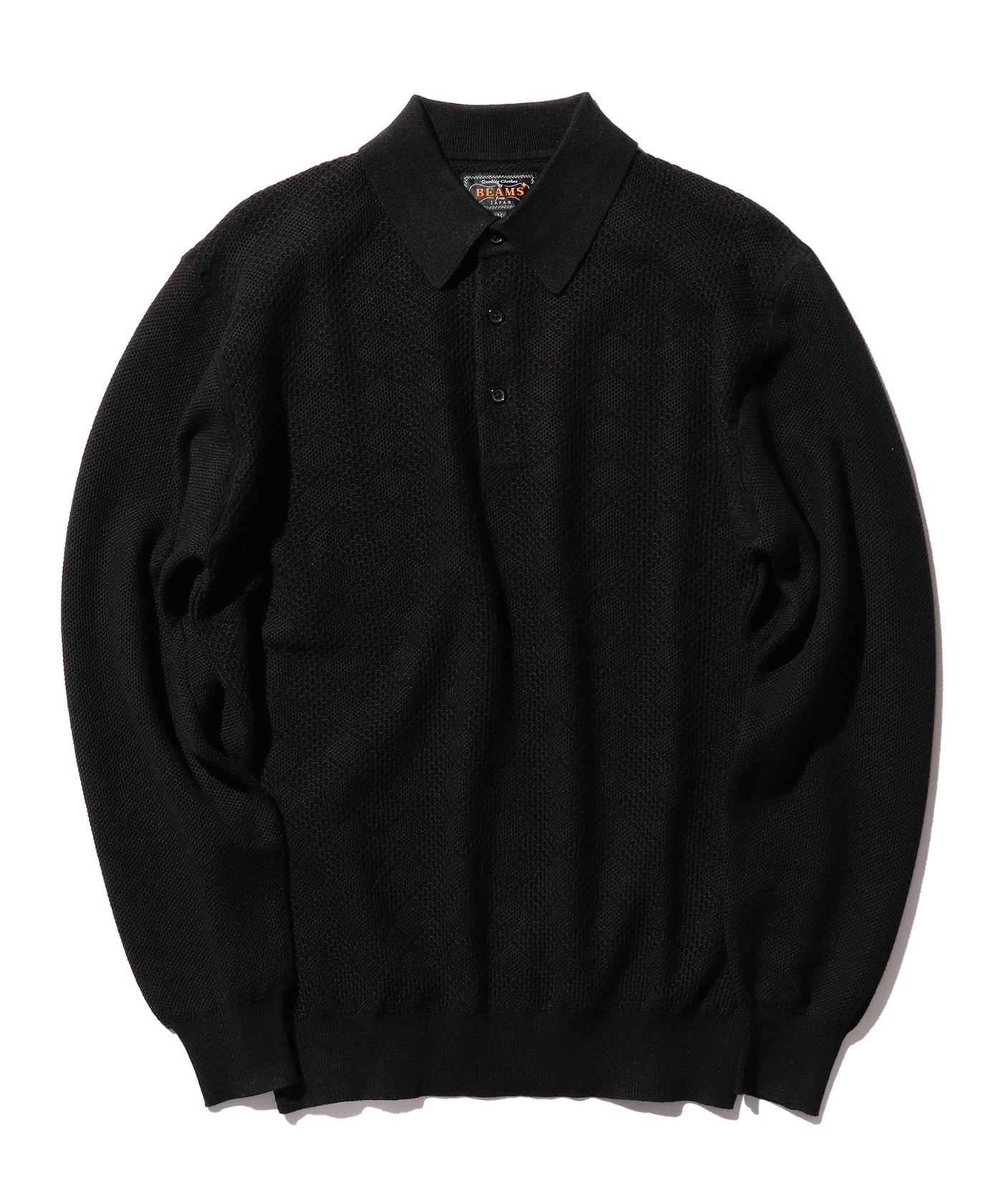 Knit Polo Diamond Pattern - Black