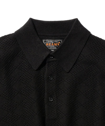 Knit Polo Diamond Pattern - Black