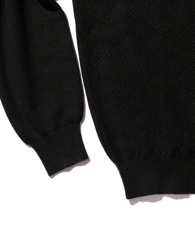 Knit Polo Diamond Pattern - Black