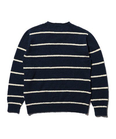 Crew Cotton Linen Slub Stripe - Navy