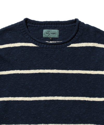 Crew Cotton Linen Slub Stripe - Navy