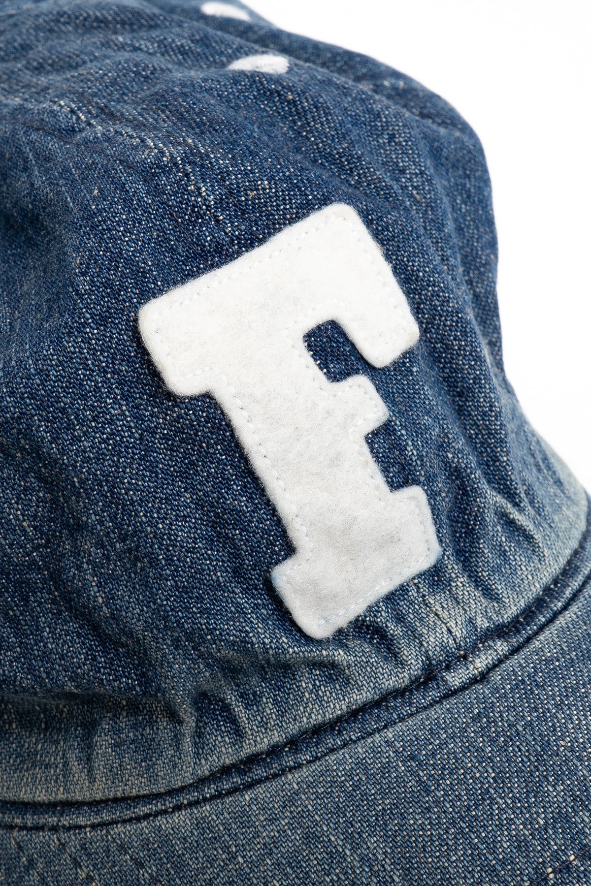 6Panel Denim Baseball Cap 'F' Patch - Vintage Wash