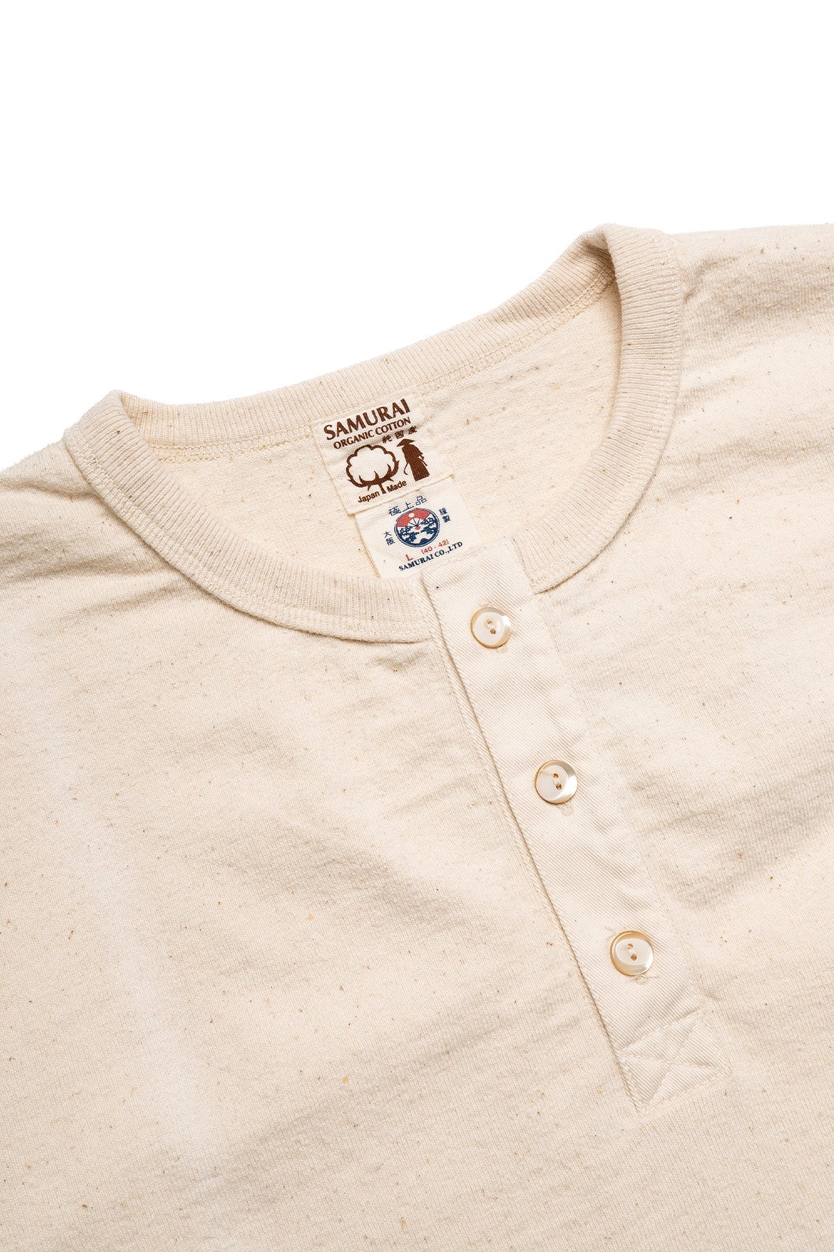 Samurai Japanese Cotton Henley - Natural