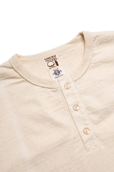 Samurai Japanese Cotton Henley - Natural