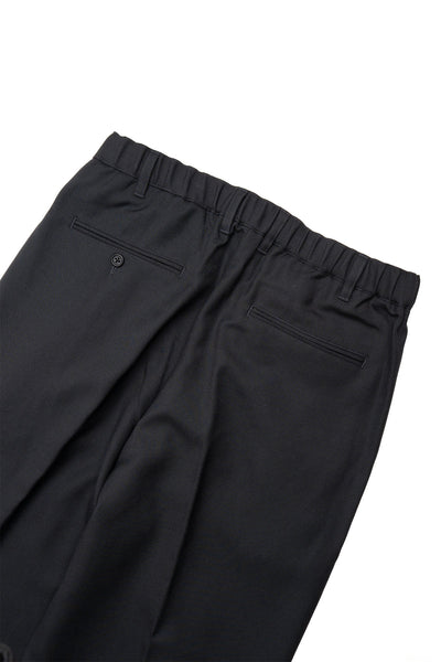 2 Pleats Relax Trousers Laundry Wool - Black