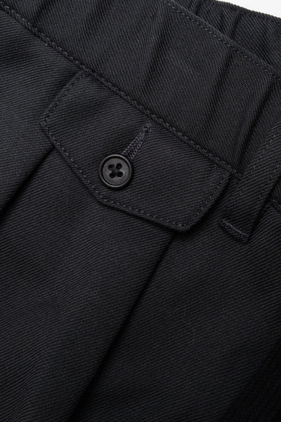 2 Pleats Relax Trousers Laundry Wool - Black