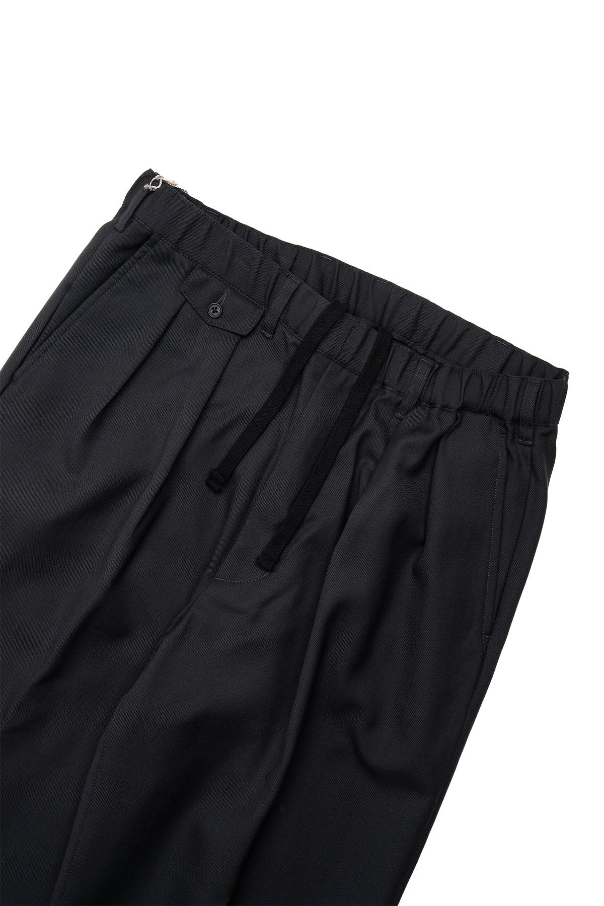 2 Pleats Relax Trousers Laundry Wool - Black