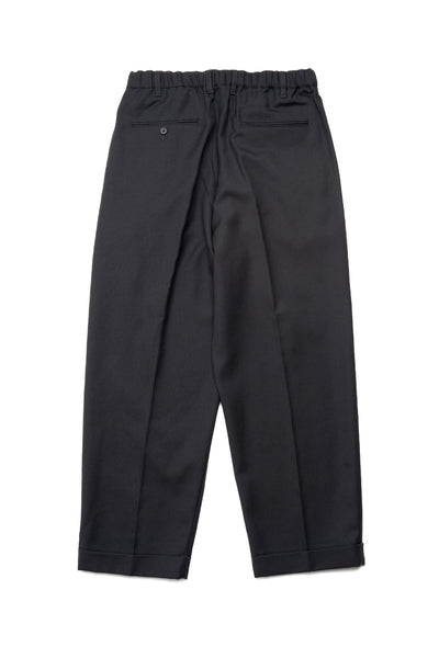 2 Pleats Relax Trousers Laundry Wool - Black