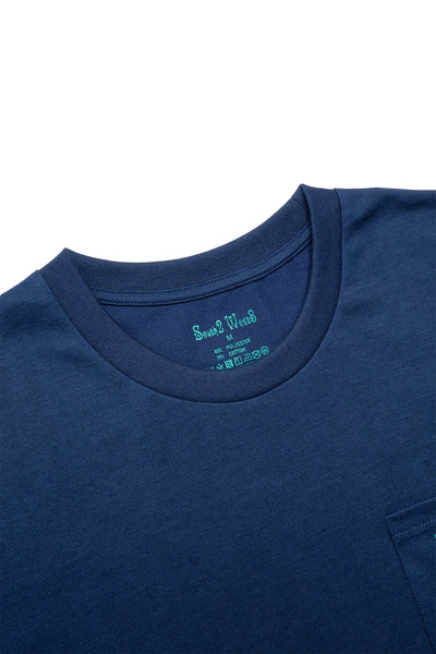 L/S Round Pocket Tee - Circle Horn - Navy