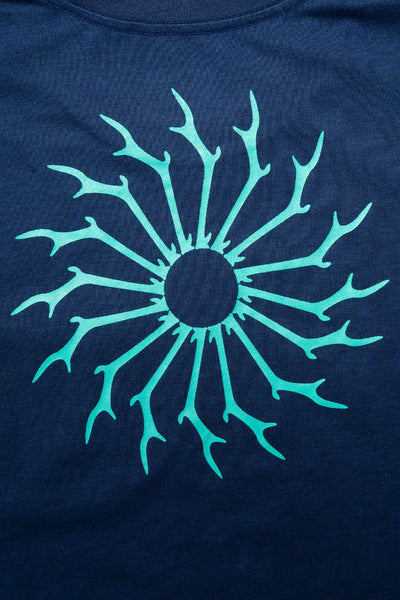 L/S Round Pocket Tee - Circle Horn - Navy