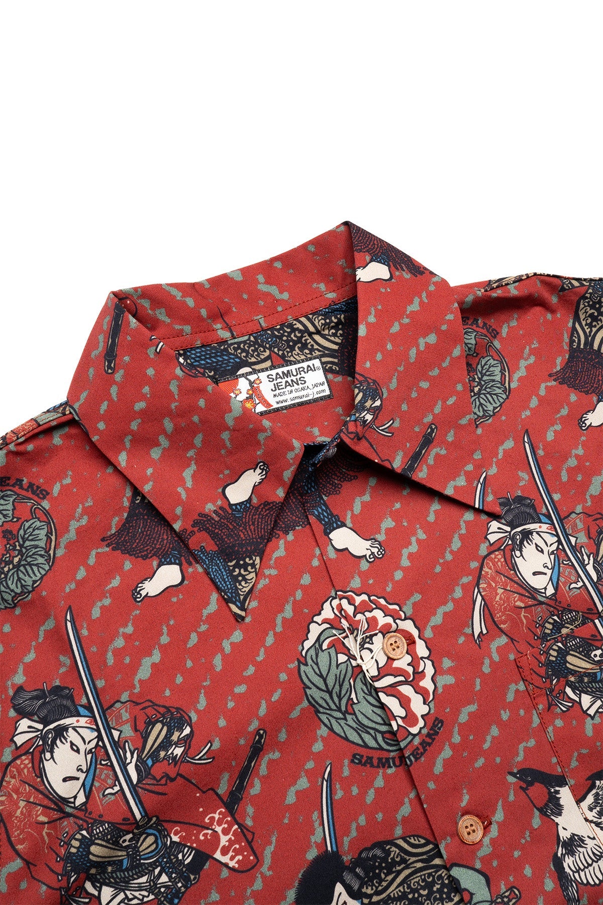 Samurai Pattern Hawaiian Shirt - Red
