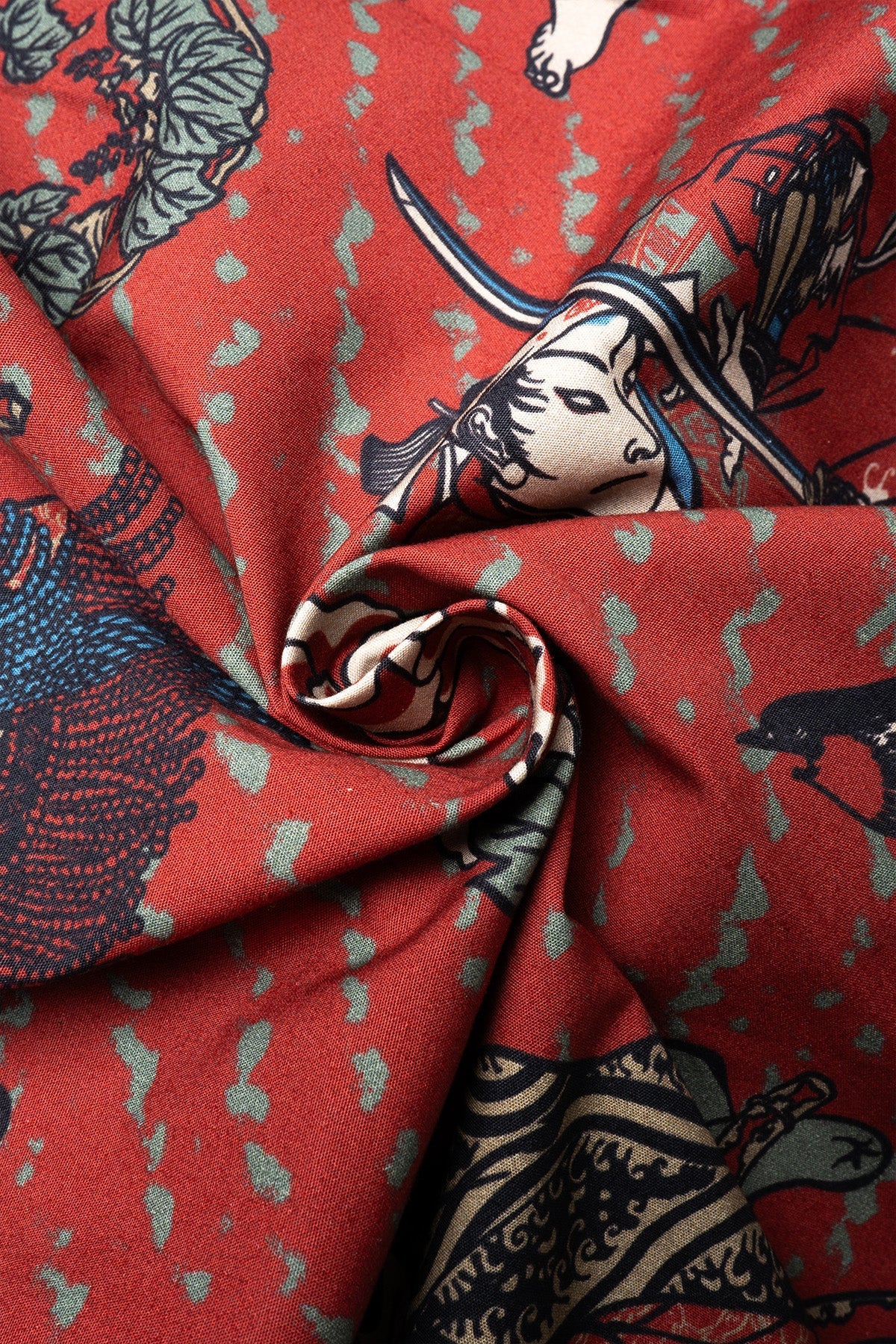 Samurai Pattern Hawaiian Shirt - Red