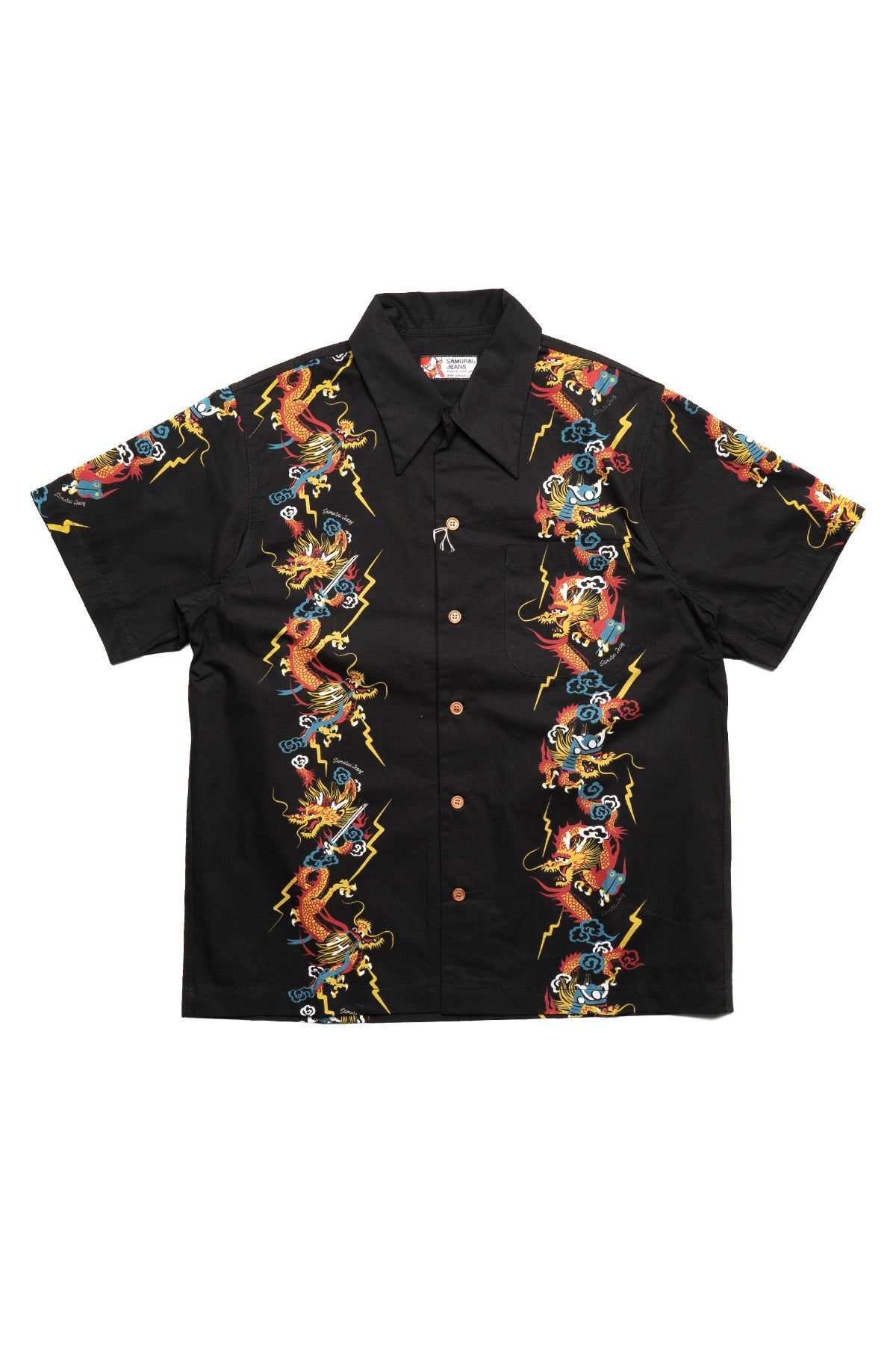 Dragon Motif Hawaiian Shirt - Black