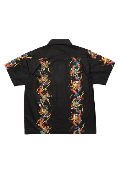 Dragon Motif Hawaiian Shirt - Black