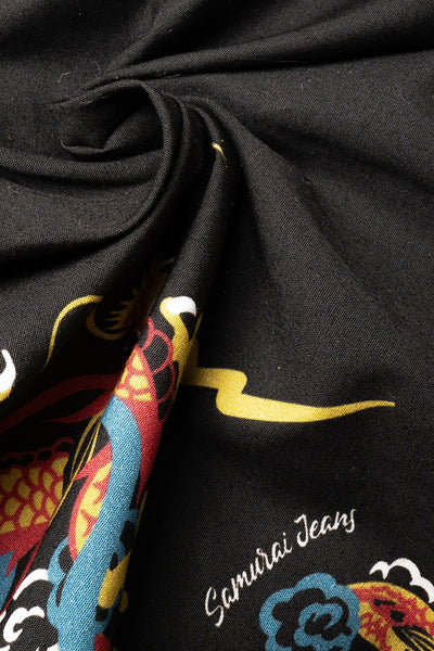 Dragon Motif Hawaiian Shirt - Black