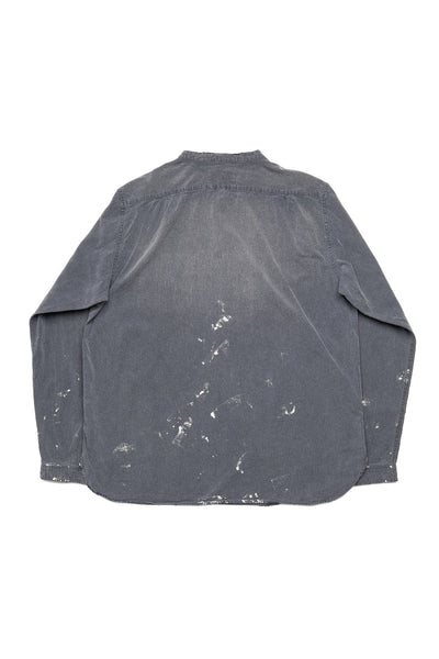 Stand Collar Chambray Shirt “Aging” - Black