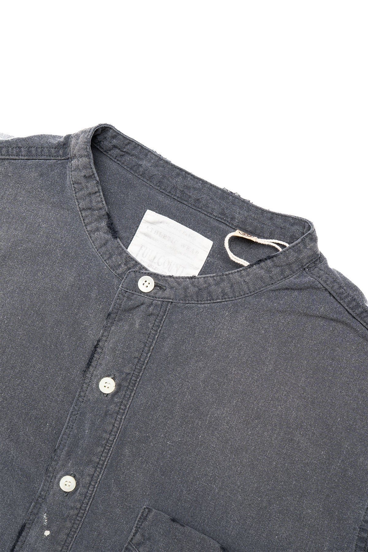 Stand Collar Chambray Shirt “Aging” - Black