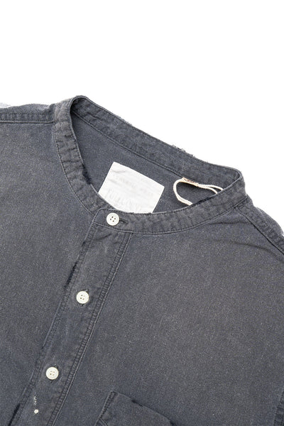 Stand Collar Chambray Shirt “Aging” - Black