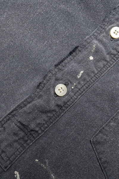 Stand Collar Chambray Shirt “Aging” - Black