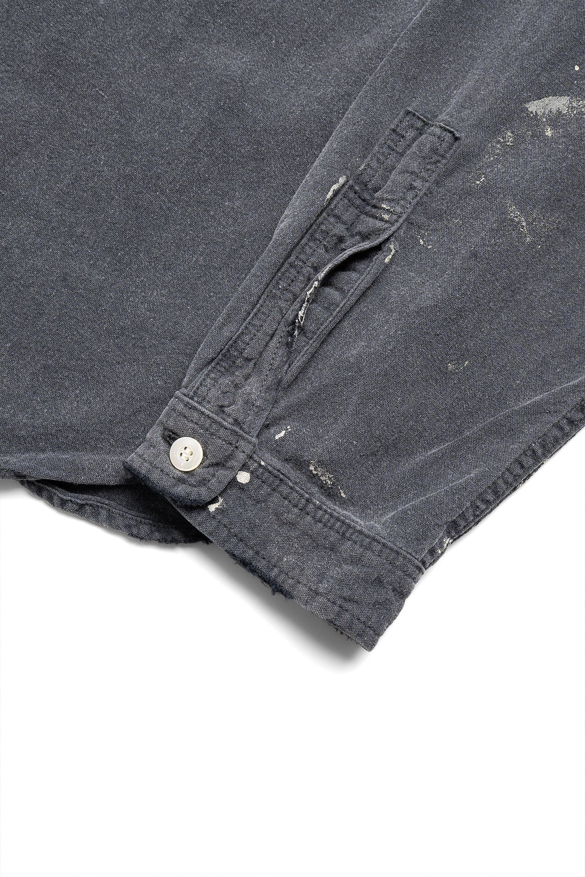 Stand Collar Chambray Shirt “Aging” - Black