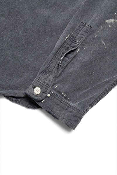 Stand Collar Chambray Shirt “Aging” - Black