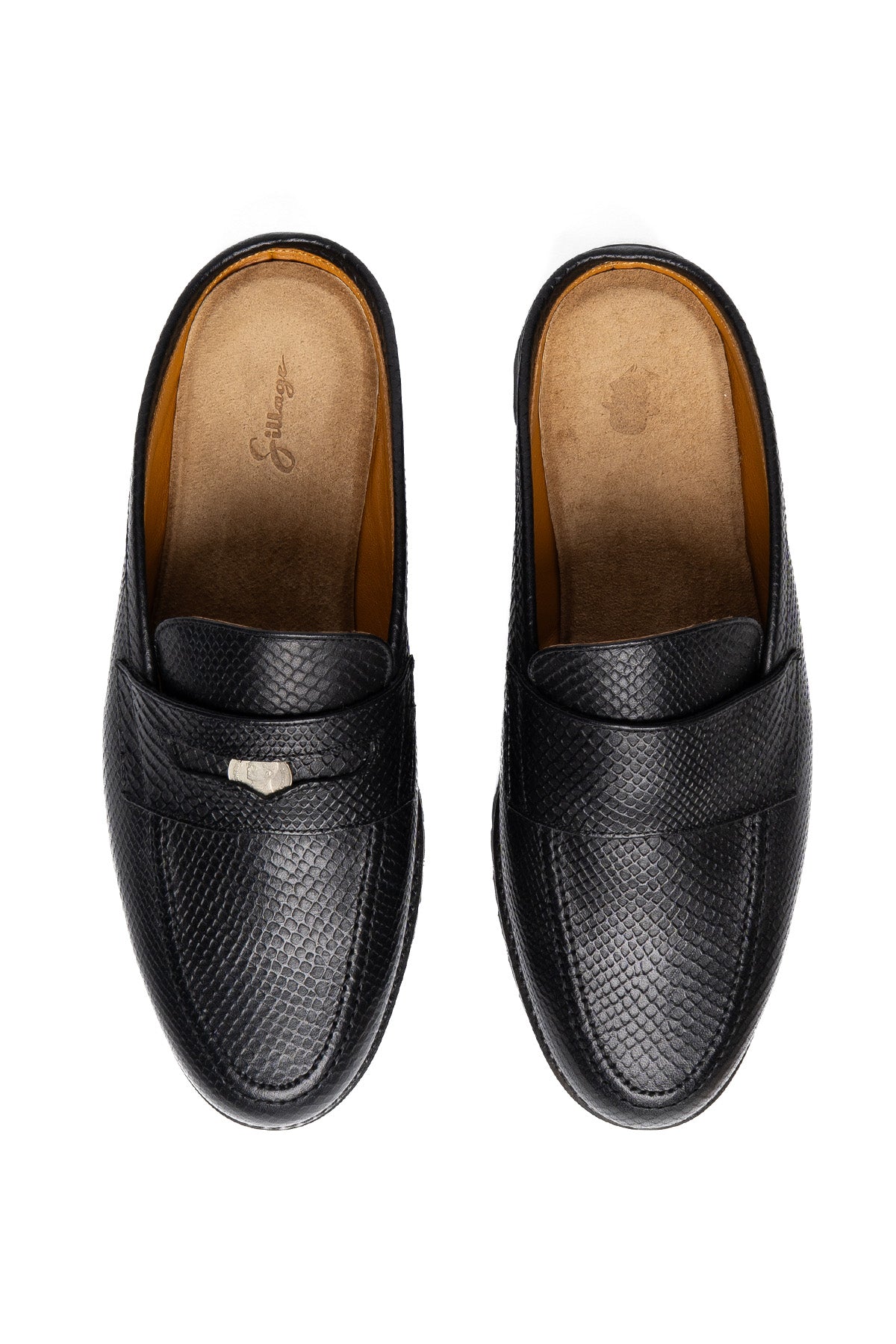 Coin Loafer Mule - Snake Black