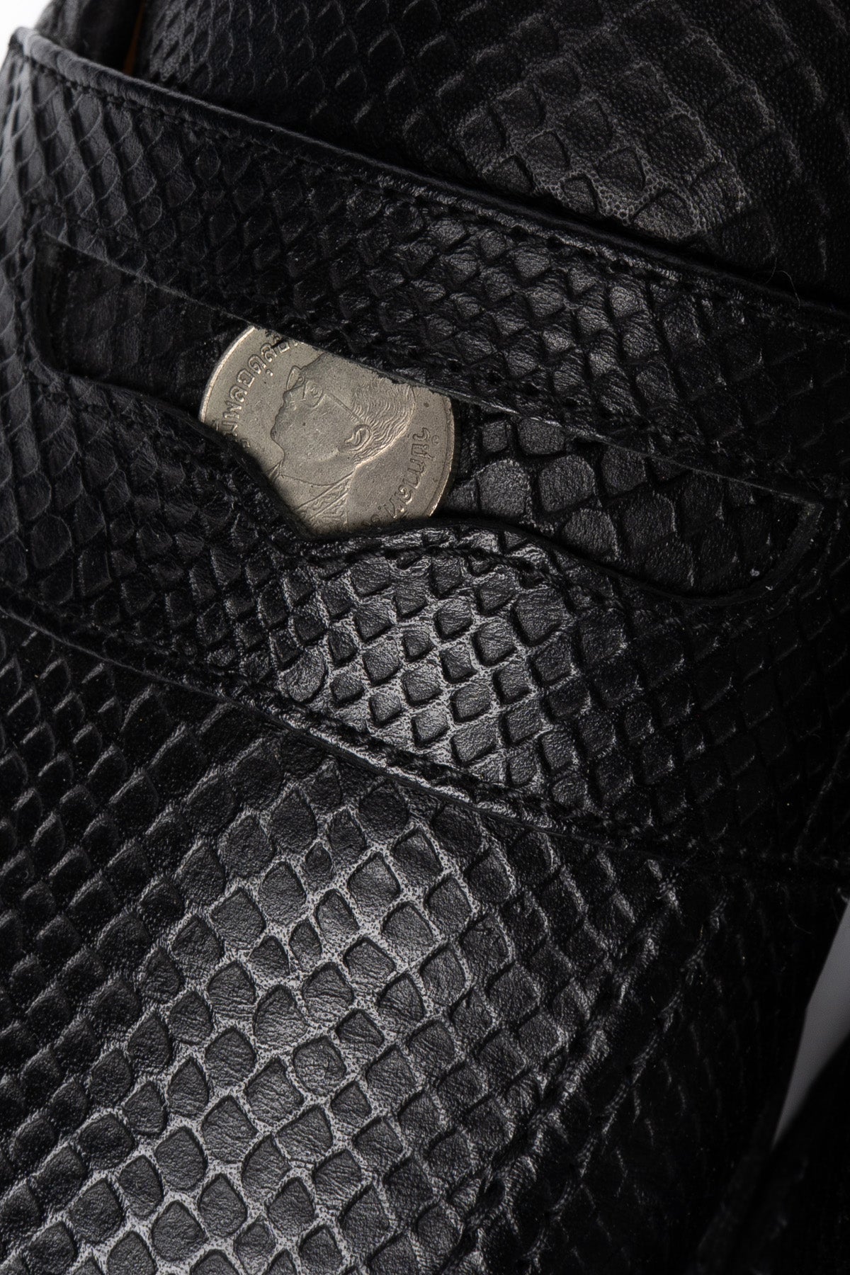 Coin Loafer Mule - Snake Black