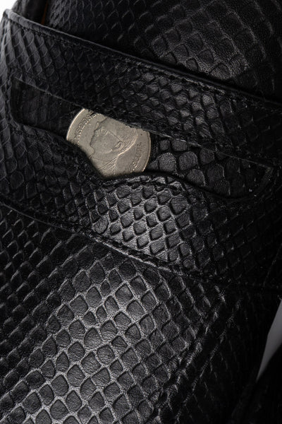 Coin Loafer Mule - Snake Black
