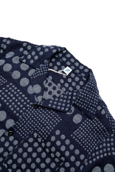 SS-2232-1 Jacquard Open Collar Short Sleeve Shirt - Random Dots