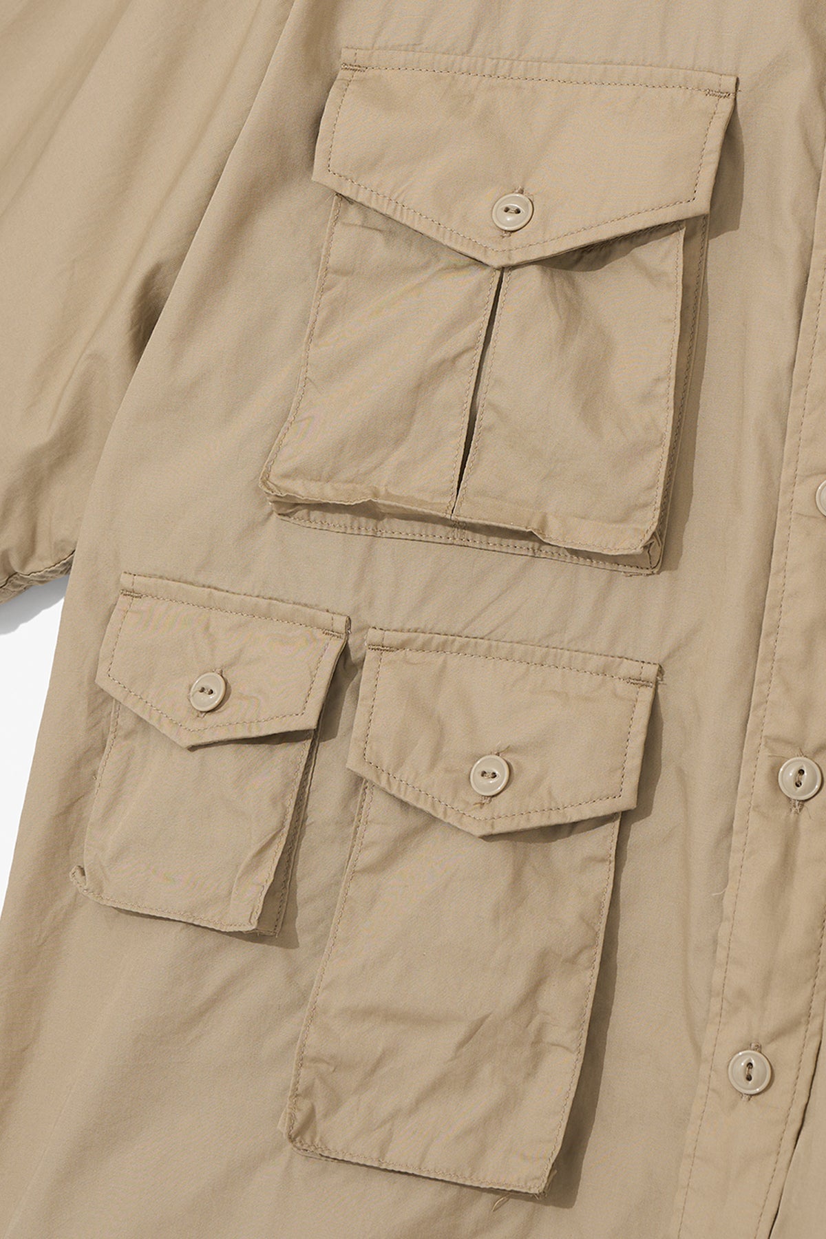 S/S Cargo Shirt for Nepenthes NY and Blue in Green - Khaki