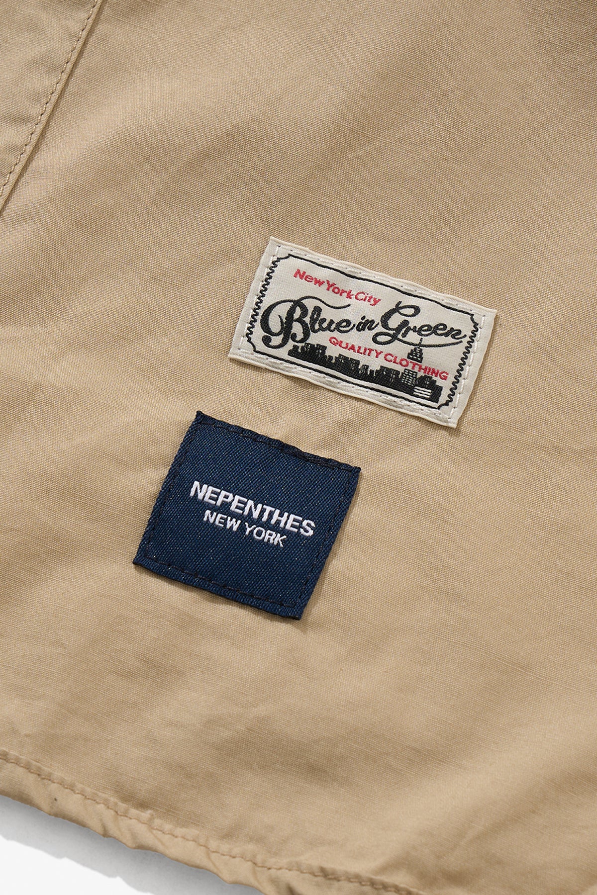 S/S Cargo Shirt for Nepenthes NY and Blue in Green - Khaki