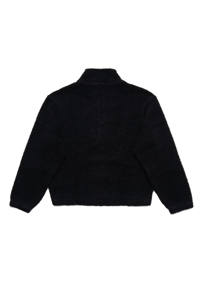 Common Half Zip Sweater - Black Fuzzy Fleece