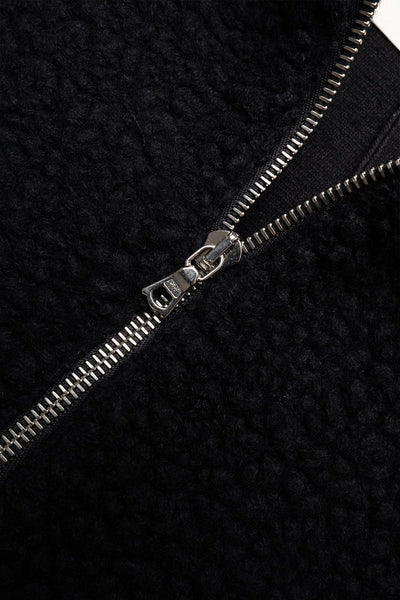 Common Half Zip Sweater - Black Fuzzy Fleece