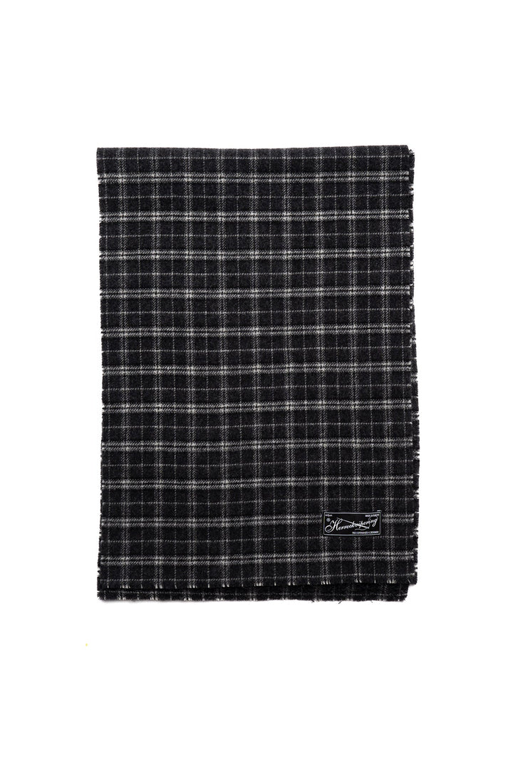 Wool Scarf - Dark Grey Check Fuzz – BLUE IN GREEN SOHO