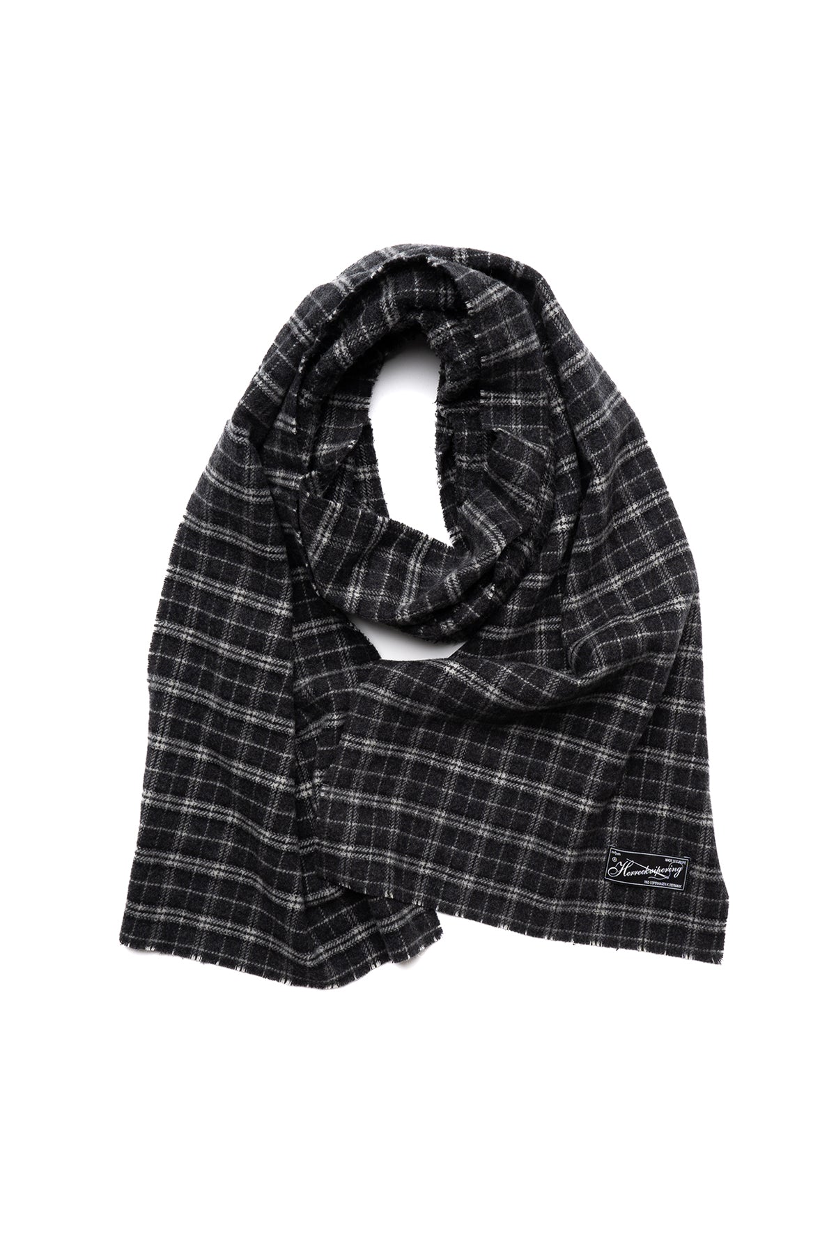 Wool Scarf - Dark Grey Check Fuzz