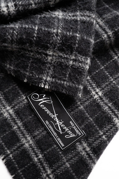 Wool Scarf - Dark Grey Check Fuzz