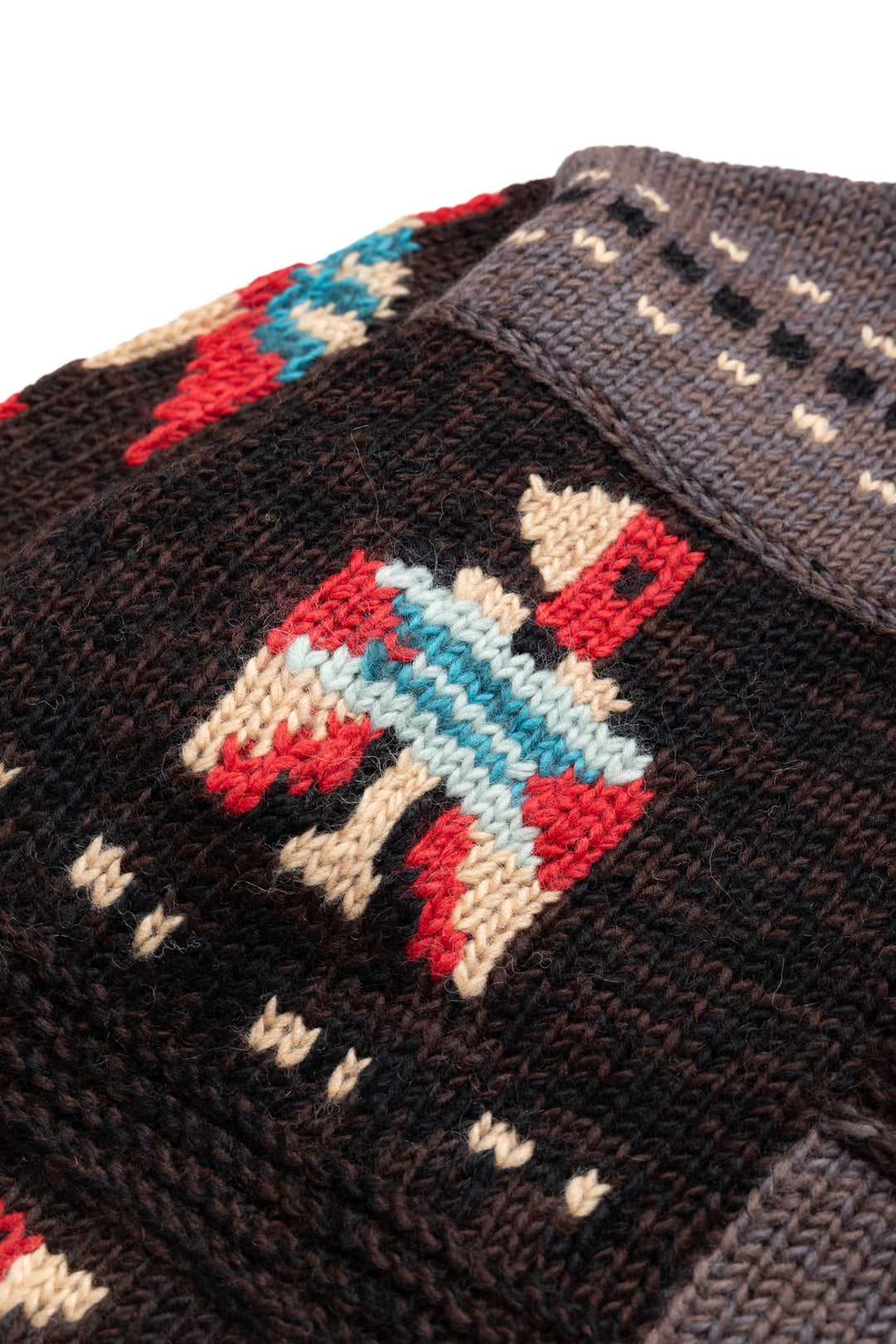 Kapital Hand Knit Santo Domingo Cowichan Crew Sweater - Charcoal